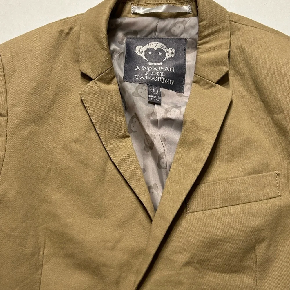 Appaman Boys Khaki Tan Lined Blazer Jacket Size 5
